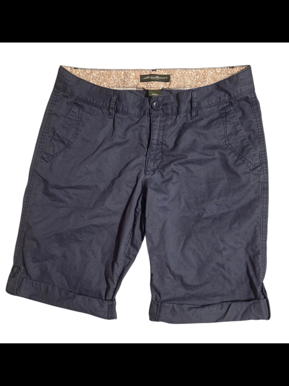Eddie Bauer Navy Blue Flat-Front Shorts